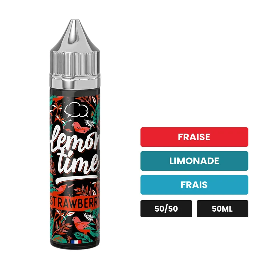 E-liquide Strawberry d'Eliquid France, 50 ml, saveurs fraise, limonade et frais, sans nicotine — prêt à booster de nicotine.