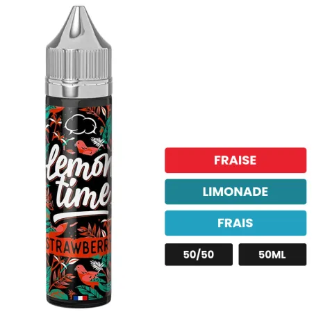 E-liquide Strawberry d'Eliquid France, 50 ml, saveurs fraise, limonade et frais, sans nicotine — prêt à booster de nicotine.