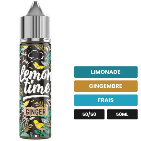 E-liquide Ginger d'Eliquid France, 50 ml, saveurs limonade, gingembre et frais, sans nicotine — prêt à booster de nicotine.