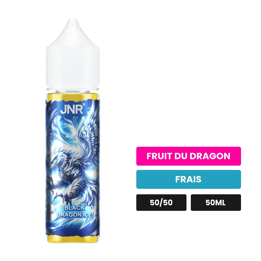 E-liquide Black Dragon Ice de Jnr, 50 ml, saveurs fruit du dragon et frais.