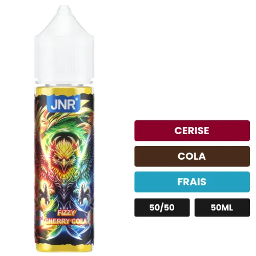 E-liquide Fizzy Cherry Cola de Jnr, 50 ml, saveurs cerise, cola et frais.
