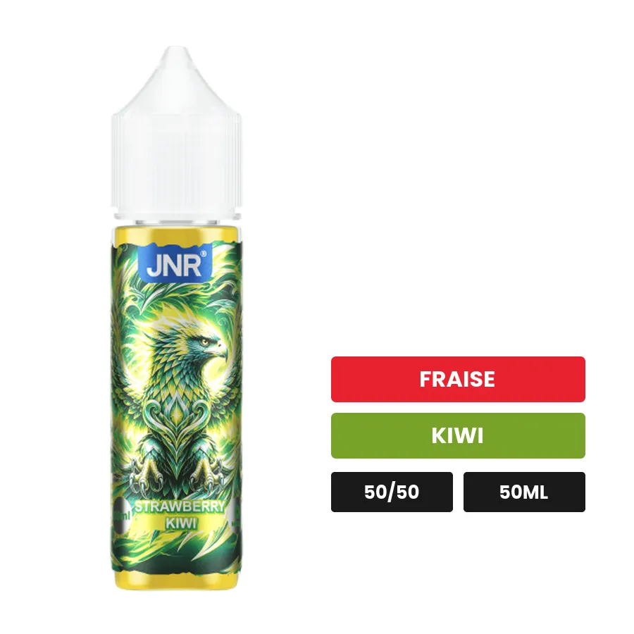 E-liquide Strawberry Kiwi de Jnr, 50 ml, saveurs fraise et kiwi.
