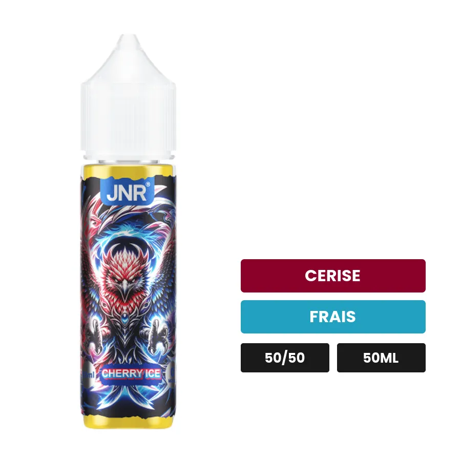 E-liquide Cherry Ice de Jnr, 50 ml, saveurs cerise et frais.
