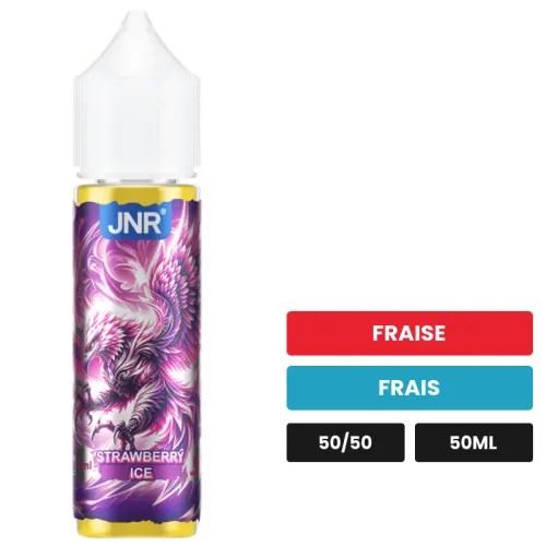 E-liquide Strawberry Ice de Jnr, 50 ml, saveurs fraise et frais.