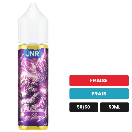 E-liquide Strawberry Ice de Jnr, 50 ml, saveurs fraise et frais.