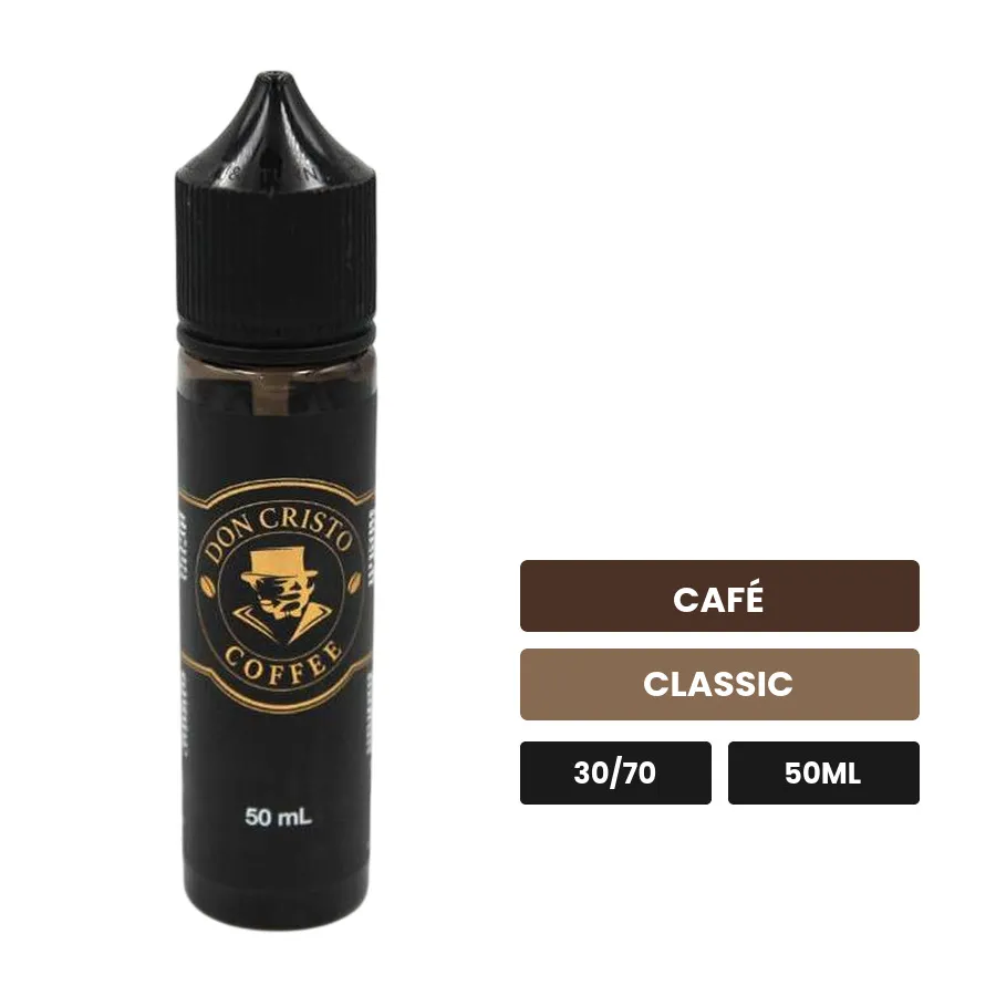 E-liquide Don Cristo Coffee de PGVG Labs, 50 ml, saveurs café et classic, sans nicotine — prêt à booster de nicotine.