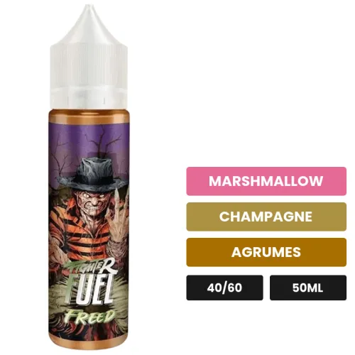 E-liquide Freed de Maison Fuel, 50 ml, saveurs marshmallow, champagne et agrumes, sans nicotine — prêt à booster de nicotine.