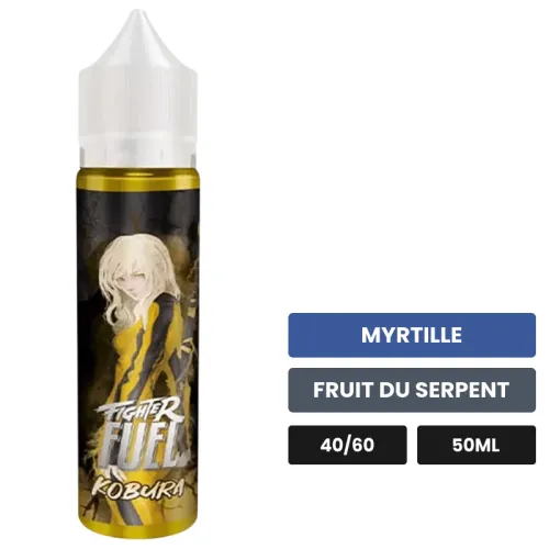E-liquide Kobura de Maison Fuel, 50 ml, saveurs myrtille et fruit du serpent, sans nicotine — prêt à booster de nicotine.