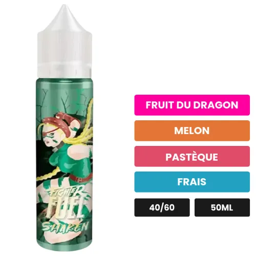 E-liquide Shaken de Maison Fuel, 50 ml, saveurs fruit du dragon, melon, pastèque et 1 autre, sans nicotine — prêt à booster.