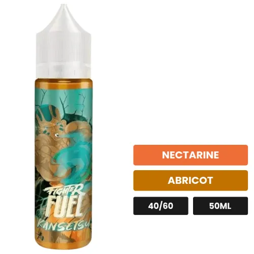 E-liquide Kansetsu de Maison Fuel, 50 ml, saveurs nectarine et abricot, sans nicotine — prêt à booster de nicotine.