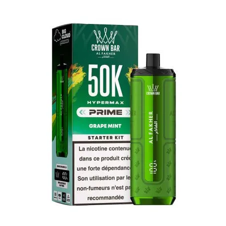 Puff Crown Bar 50K 2x10ml Hyper Max Prime Al Fakher Gum Mint
