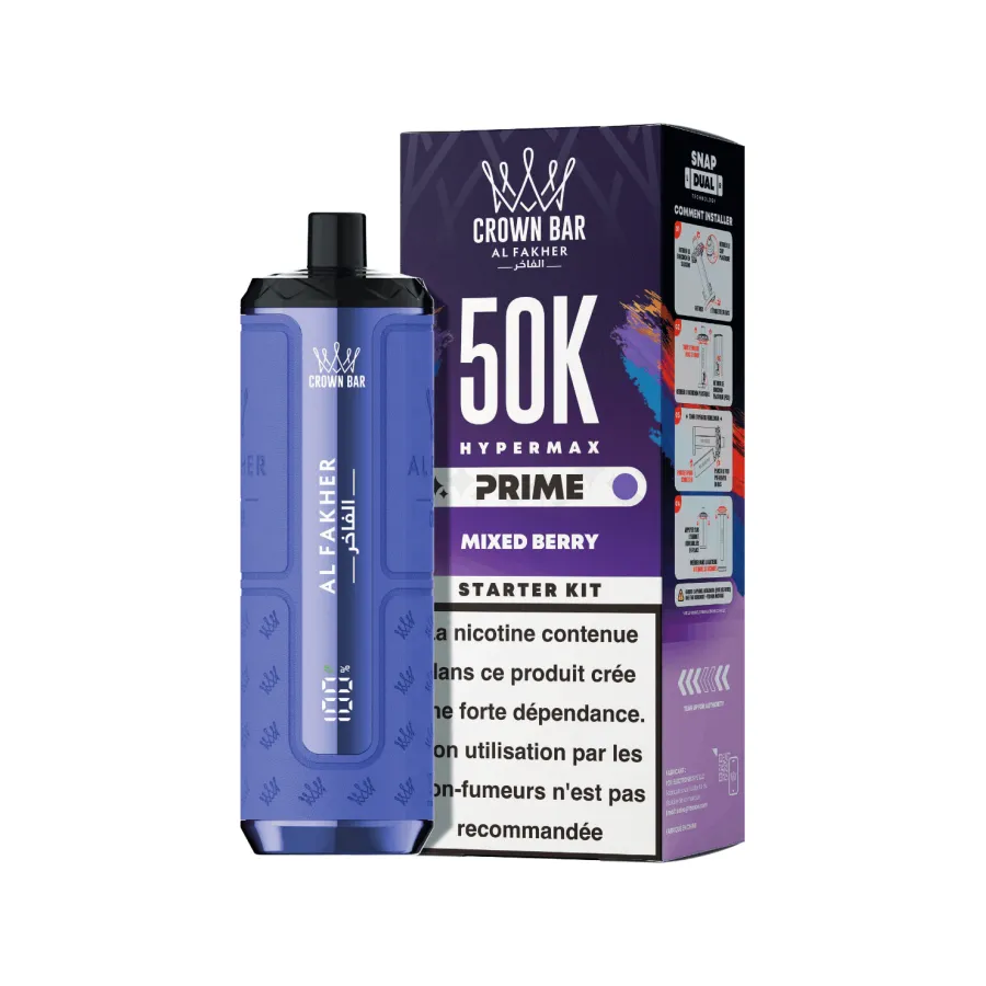 Puff Crown Bar 50K 2x10ml Hyper Max Prime Al Fakher Mixed Berry
