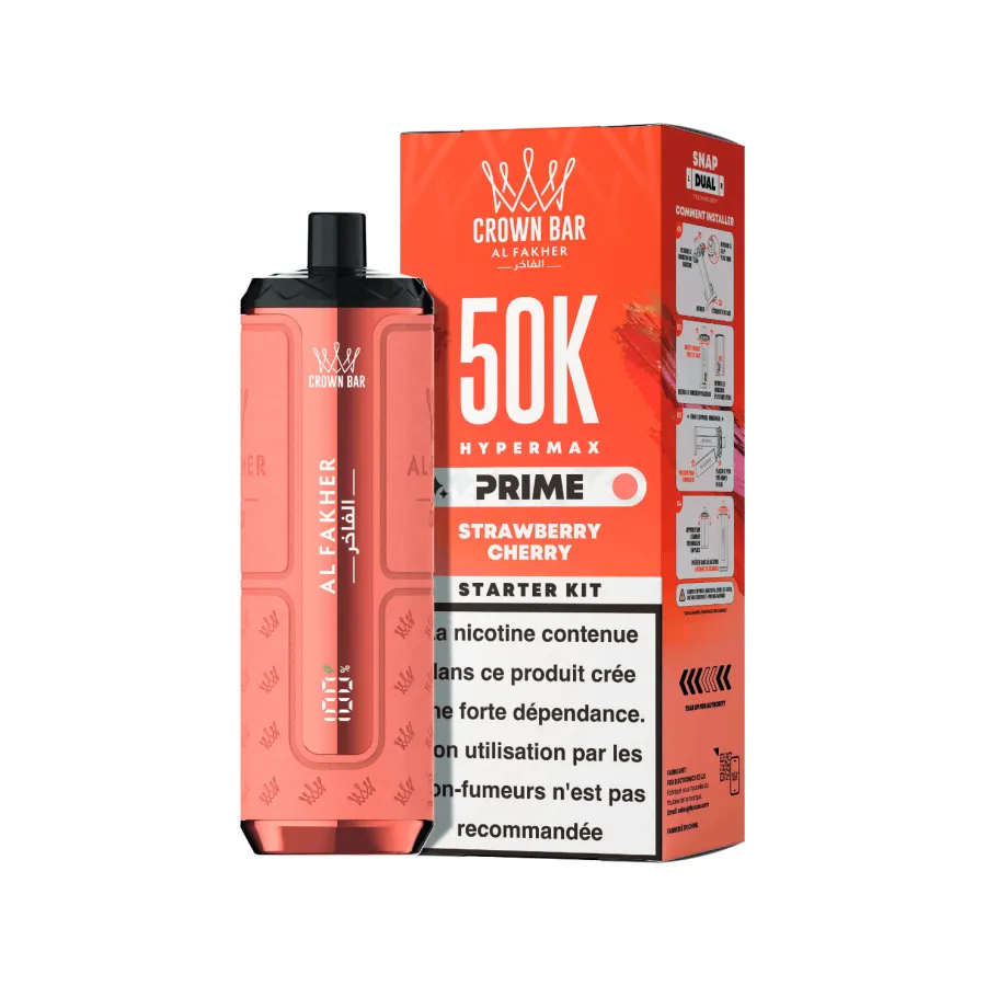 Puff Crown Bar 50K 2x10ml Hyper Max Prime Al Fakher Strawberry Cherry