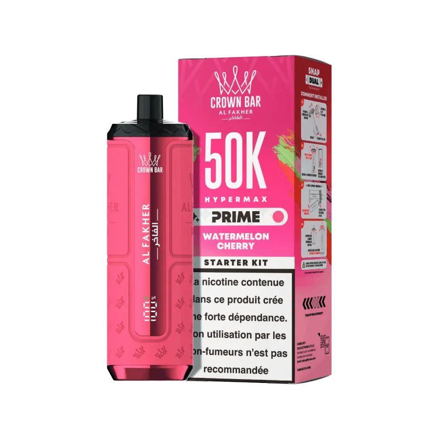 Puff Crown Bar 50K 2x10ml Hyper Max Prime Al Fakher Watermelon Cherry