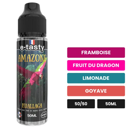 E-liquide Huallaga d'E.Tasty, 50 ml, saveurs framboise, fruit du dragon, limonade et 2 autres, sans nicotine — prêt à.