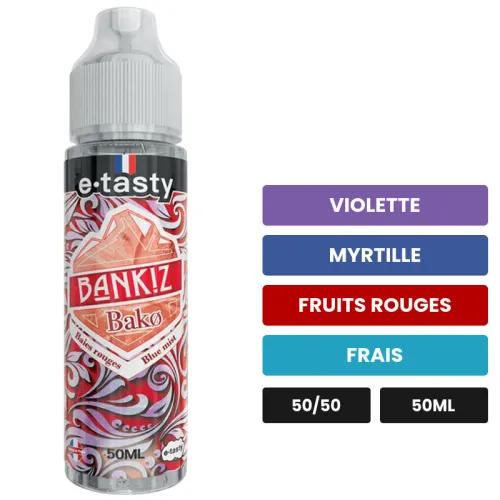 E-liquide Bako d'E.Tasty, 50 ml, saveurs violette, myrtille, fruits rouges et 1 autre, sans nicotine — prêt à booster de.