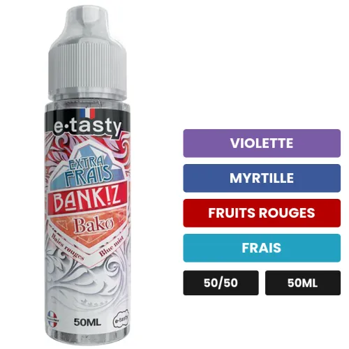 E-liquide Bako Extra Frais d'E.Tasty, 50 ml, saveurs violette, myrtille, fruits rouges et 1 autre, sans nicotine — prêt à.