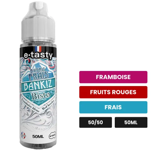 E-liquide Bisto Extra Frais d'E.Tasty, 50 ml, saveurs framboise, fruits rouges et frais, sans nicotine — prêt à booster de.
