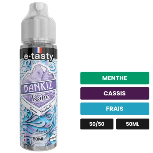 E-liquide Kalio d'E.Tasty, 50 ml, saveurs menthe, cassis et frais, sans nicotine — prêt à booster de nicotine.