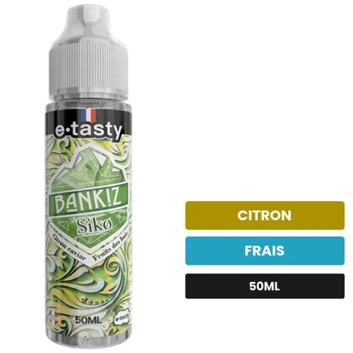 E-liquide Siko d'E.Tasty, 50 ml, saveurs citron et frais, sans nicotine — prêt à booster de nicotine.