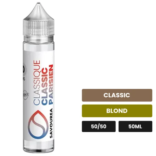 E-liquide Classique Classic Parisien Xl de Savourea, 50 ml, saveurs classic et blond, sans nicotine — prêt à booster de.
