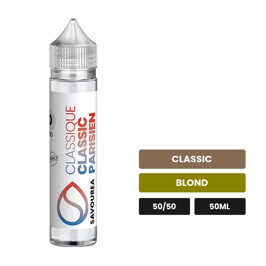 E-liquide Classique Classic Parisien Xl de Savourea, 50 ml, saveurs classic et blond, sans nicotine — prêt à booster de.