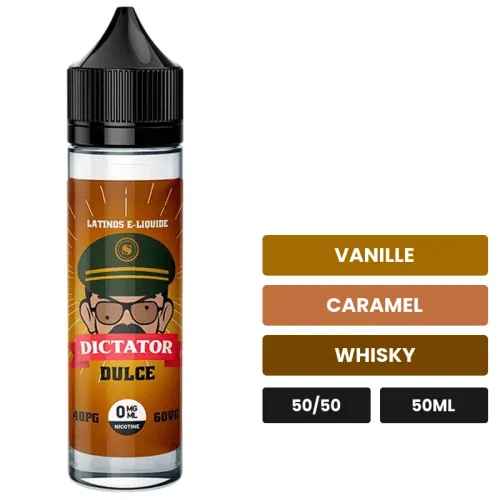 E-liquide Classic Dulce de Savourea, 50 ml, saveurs vanille, caramel et whisky, sans nicotine — prêt à booster de nicotine.