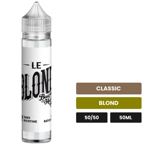 E-liquide Le Blond Bounty Hunters de Savourea, 50 ml, saveurs classic et blond, sans nicotine — prêt à booster de nicotine.