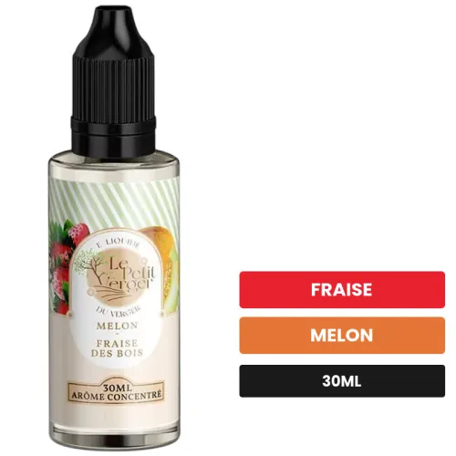 Arome concentre Melon Fraise des Bois de Savourea, 30 ml, saveurs fraise et melon, sans nicotine — arôme à diluer de nicotine.