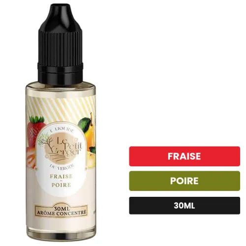 Arome concentre Fraise Poire de Savourea, 30 ml, saveurs fraise et poire, sans nicotine — arôme à diluer de nicotine.