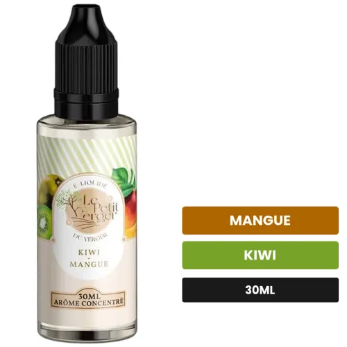 Arome concentre Kiwi Mangue de Savourea, 30 ml, saveurs mangue et kiwi, sans nicotine — arôme à diluer de nicotine.