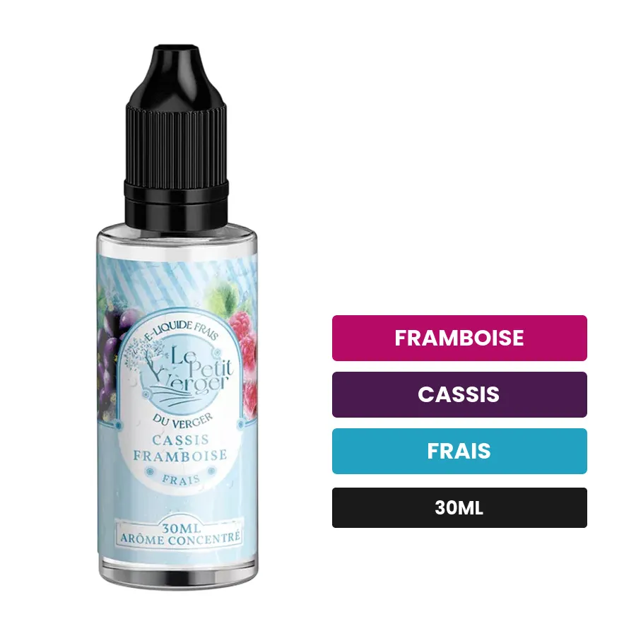 Arome concentre Cassis Framboise Frais de Savourea, 30 ml, saveurs framboise, cassis et frais, sans nicotine — arôme à.