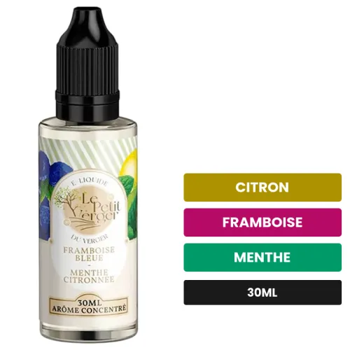 Arome concentre Framboise Bleue Menthe Citronnée de Savourea, 30 ml, saveurs citron, framboise et menthe, sans nicotine —.