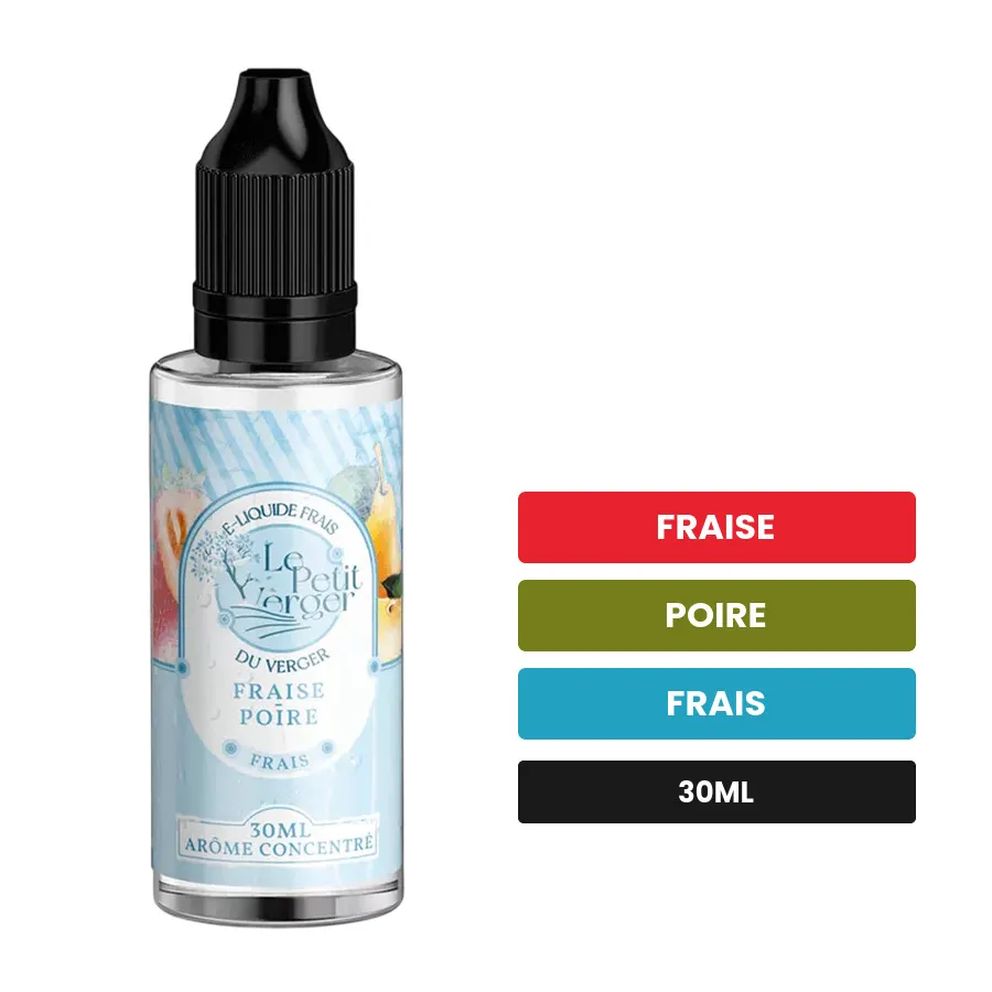 Arome concentre Fraise Poire Frais de Savourea, 30 ml, saveurs fraise, poire et frais, sans nicotine — arôme à diluer de.