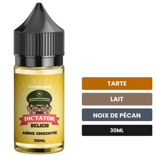 Arome concentre Delicio de Savourea, 30 ml, saveurs tarte, lait et noix de pécan, sans nicotine — arôme à diluer de nicotine.