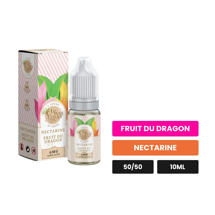 E-liquide Nectarine Fruit Du Dragon Le Petit Verger de Savourea, 10 ml, saveurs fruit du dragon et nectarine.