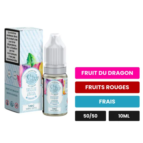 E-liquide Fruit Du Dragon Fruits Rouges de Savourea, 10 ml, saveurs fruit du dragon, fruits rouges et frais, 3 mg de nicotine.