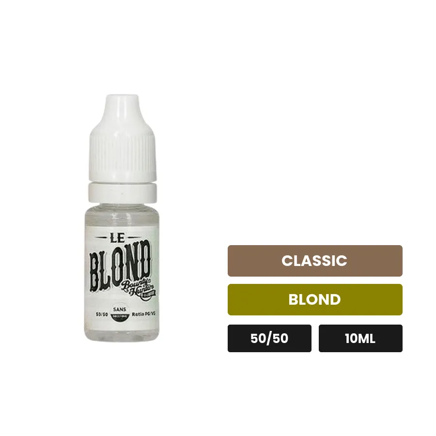 E-liquide Le Blond Bounty Hunters de Savourea, 10 ml, saveurs classic et blond, 3 mg de nicotine.