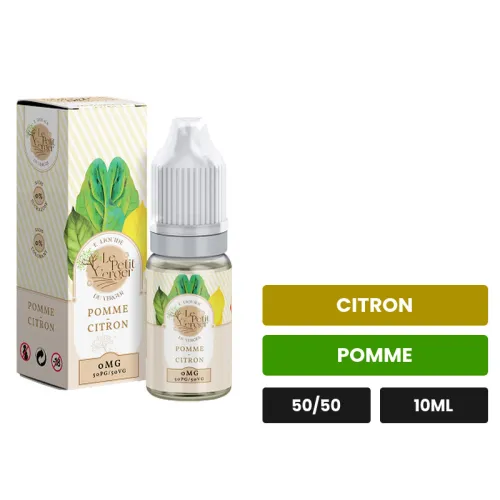 E-liquide Pomme Citron de Savourea, 10 ml, saveurs citron et pomme, 3 mg de nicotine.