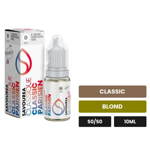 E-liquide Classic Parisien de Savourea, 10 ml, saveurs classic et blond.
