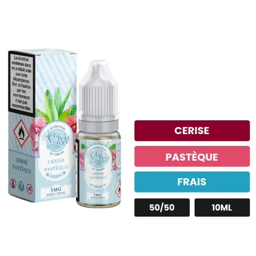 E-liquide Cerise Pasteque de Savourea, 10 ml, saveurs cerise, pastèque et frais, 3 mg de nicotine.