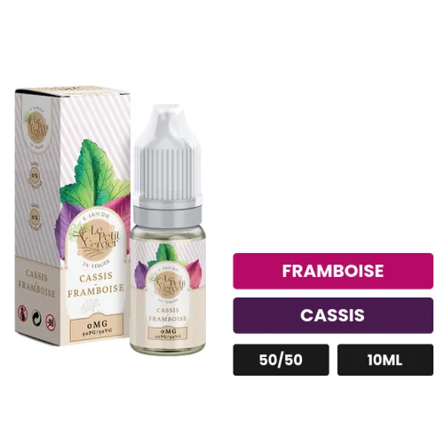 E-liquide Cassis Framboise Le Petit Verger de Savourea, 10 ml, saveurs framboise et cassis, 3 mg de nicotine.