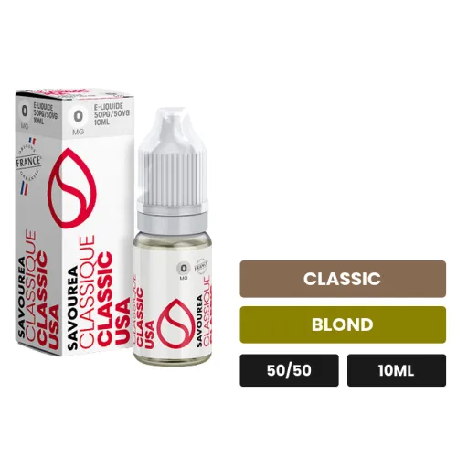 E-liquide Classic Usa de Savourea, 10 ml, saveurs classic et blond.