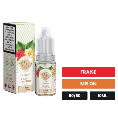E-liquide Melon Fraise Des Bois Le Petit Verger de Savourea, 10 ml, saveurs fraise et melon, 3 mg de nicotine.