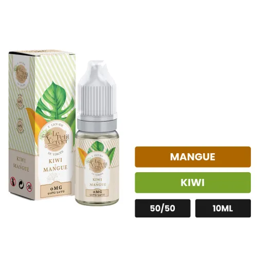E-liquide Kiwi Mangue Le Petit Verger de Savourea, 10 ml, saveurs mangue et kiwi, 3 mg de nicotine.