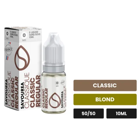 E-liquide Classic Regular Classic de Savourea, 10 ml, saveurs classic et blond.
