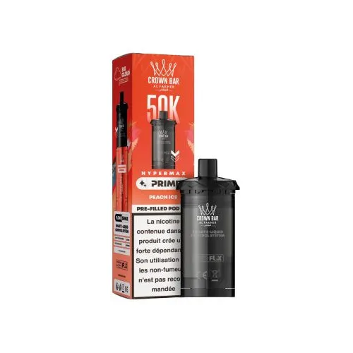 Cartouche pré remplie Hyper Max Prime Crown Bar 50K Al Fakher Peach Ice