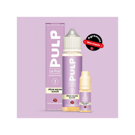 Pack 60ml Peche Melon Glaces Le Pod Liquide Pulp - 06 mg + 2x10mL 18mg
